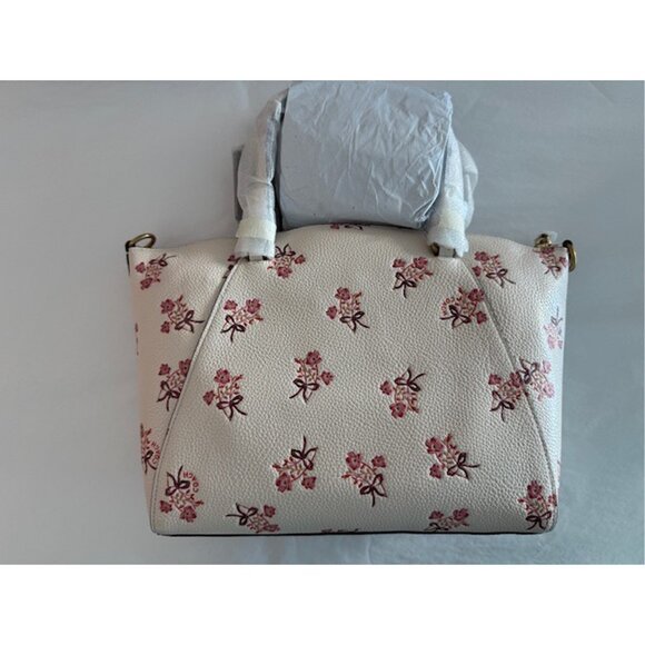 Coach Prairie Satchel Chalk Pink Flower Bow Print Zip Bag Handbag Purse NEW - Picture 5 of 7